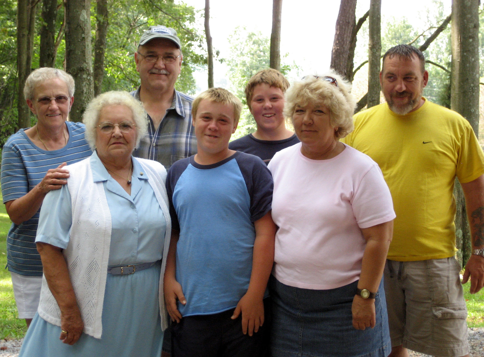 BACK: Sharon (Barto) Michael, Charles A. Michael, (unknown) and (unknown).  FRONT: Verna L. (Fry) Michael, (unknown) and Kathy Grace (Michael) Temple.