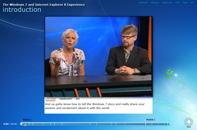 Screenshot of Silverlight E-Learning Player