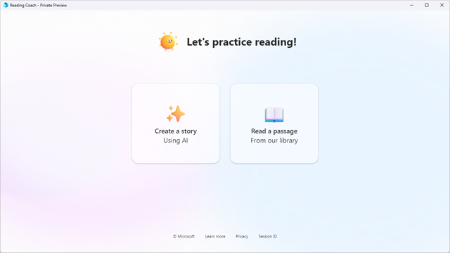 Screenshot of Reading Coach Preview