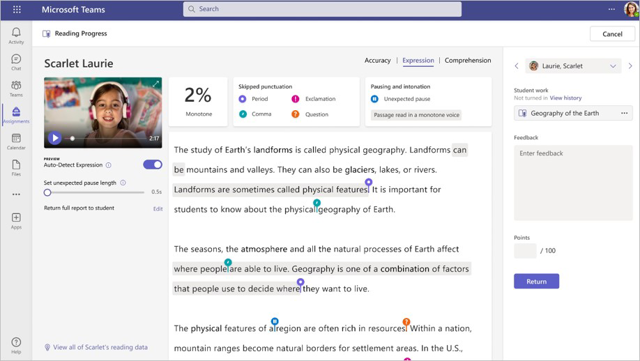 Screenshot of Reading Progress Prosody