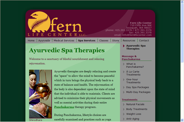 Screenshot of Fern Life Center Website