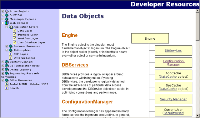 Screenshot of Ingenium 5.0 Developer Resource Center