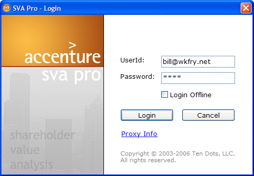 Screenshot of Shareholder Value Analysis 5.0