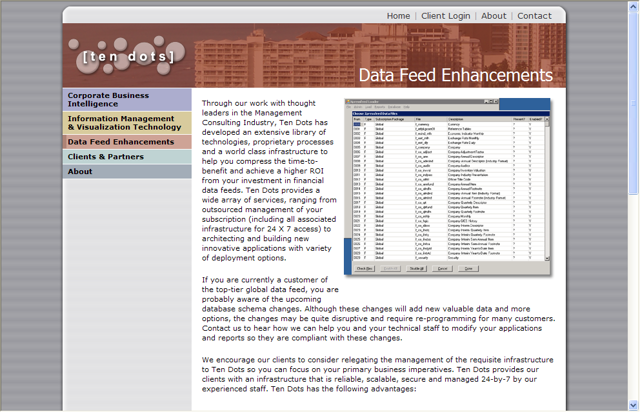 Screenshot of TenDots Website