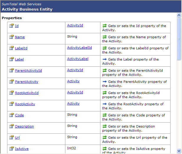 Screenshot of SumTotal 7.0 Web Services