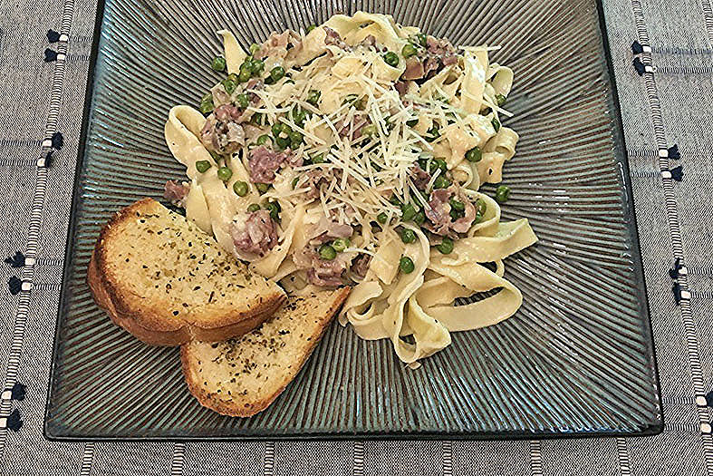Fettuccine with Prosciutto & Peas